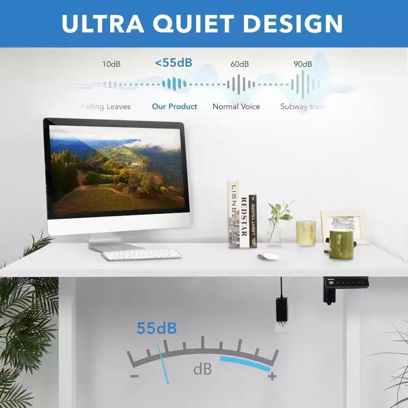 Bureau électrique réglable en hauteur avec plateau de 122 cm, blanc