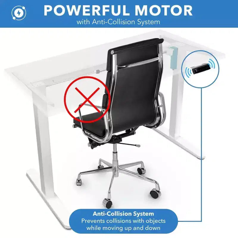 Bureau électrique réglable en hauteur avec plateau de 122 cm, blanc