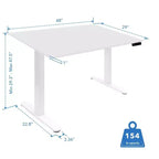 Bureau électrique réglable en hauteur avec plateau de 122 cm, blanc