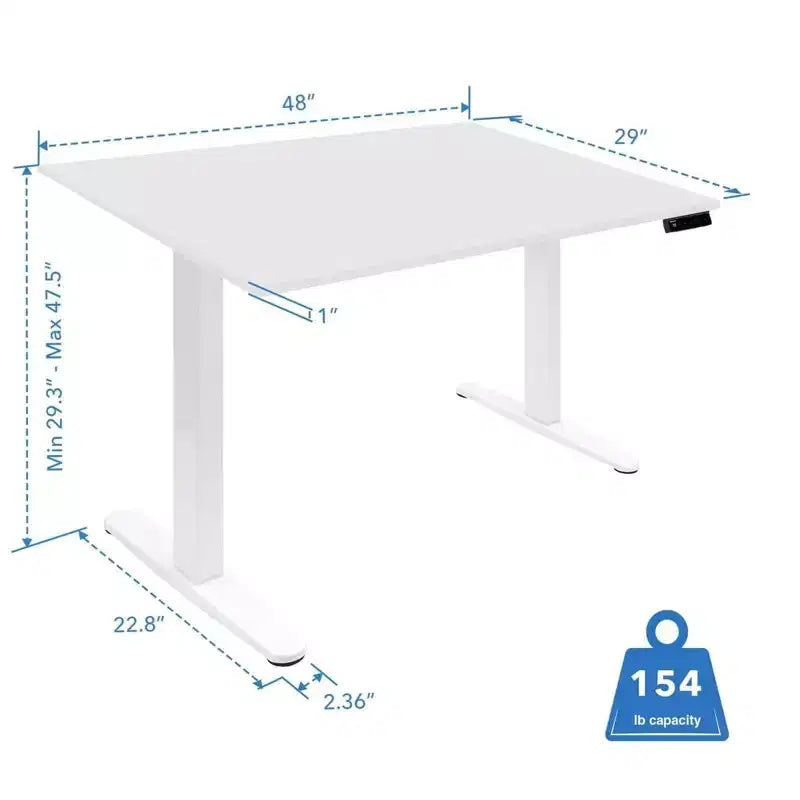Bureau électrique réglable en hauteur avec plateau de 122 cm, blanc