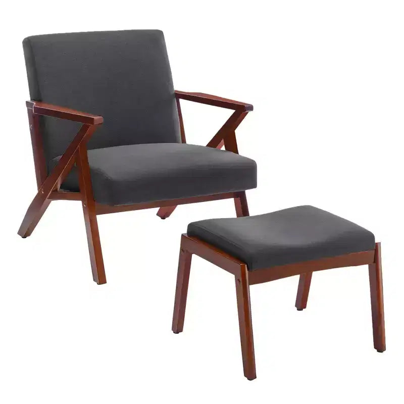 Fauteuil de salon de style moderne du milieu du siècle (avec pouf)