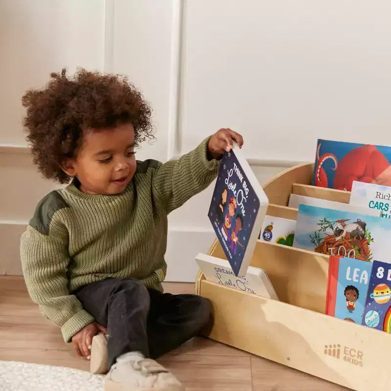 Présentoir à livres en bois pour tout-petits, Étagère à livres pour débutants
