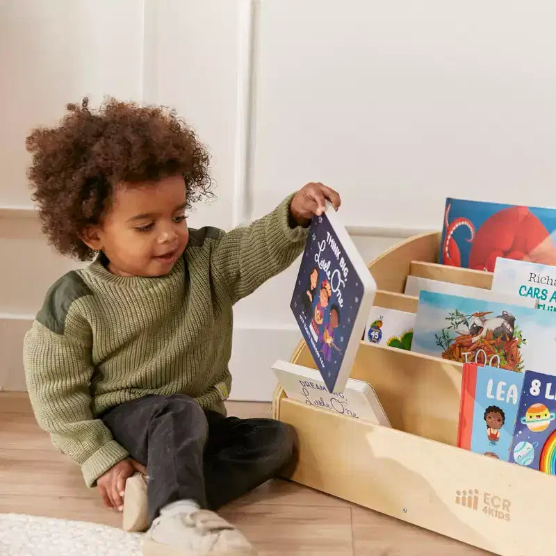 Présentoir à livres en bois pour tout-petits, Étagère à livres pour débutants