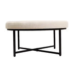 Pouf rond touffeté en coton et lin de 34 po (avec cadre en métal)