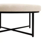 Pouf rond touffeté en coton et lin de 34 po (avec cadre en métal)