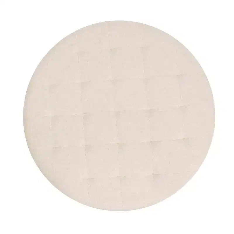 Pouf rond touffeté en coton et lin de 34 po (avec cadre en métal)