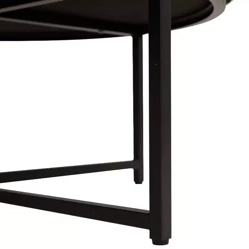 Pouf rond touffeté en coton et lin de 34 po (avec cadre en métal)