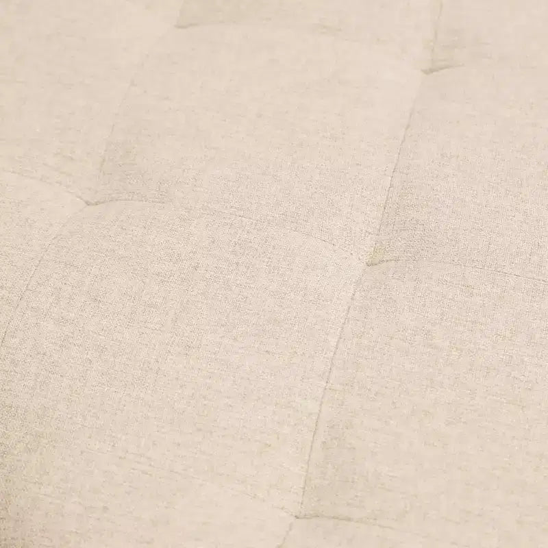 Pouf rond touffeté en coton et lin de 34 po (avec cadre en métal)