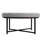 Pouf rond touffeté en coton et lin de 34 po (avec cadre en métal)