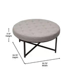 Pouf rond touffeté en coton et lin de 34 po (avec cadre en métal)