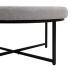Pouf rond touffeté en coton et lin de 34 po (avec cadre en métal)