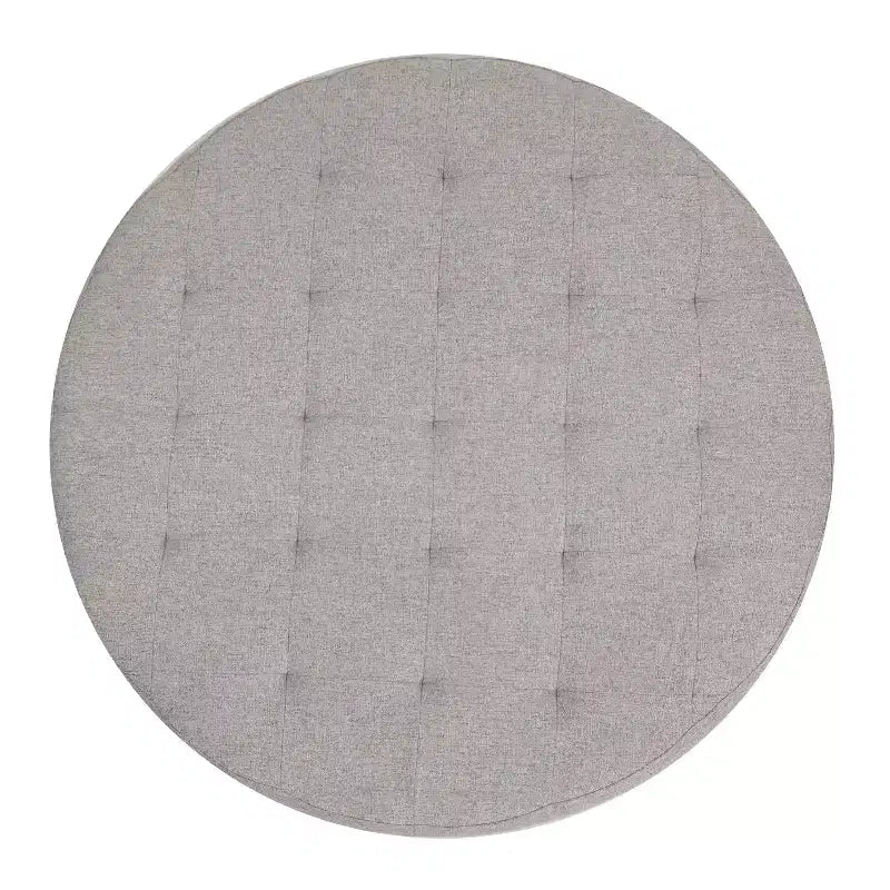 Pouf rond touffeté en coton et lin de 34 po (avec cadre en métal)