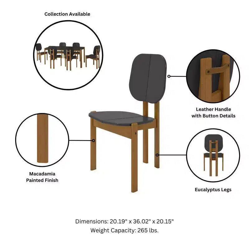 Chaise de salle à manger moderne du milieu du siècle avec pieds en bois massif