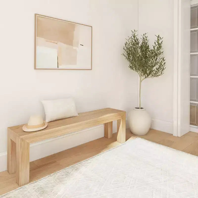 Banc de salle à manger moderne, banc en bois massif pour table à manger, 60, brossé pécano