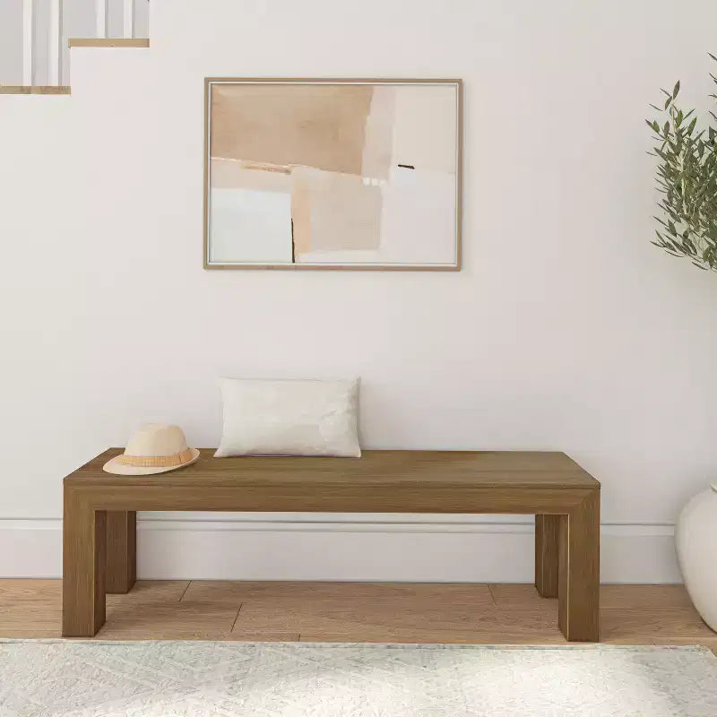 Banc de salle à manger moderne, banc en bois massif pour table à manger, 60, brossé pécano