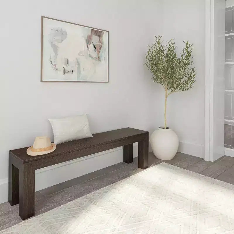 Banc de salle à manger moderne, banc en bois massif pour table à manger, 60, brossé pécano