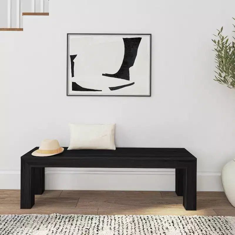 Banc de salle à manger moderne, banc en bois massif pour table à manger, 60, brossé pécano