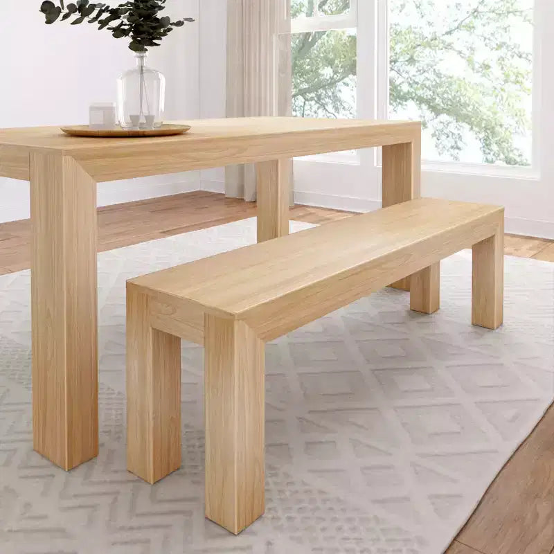 Banc de salle à manger moderne, banc en bois massif pour table à manger, 60, brossé pécano