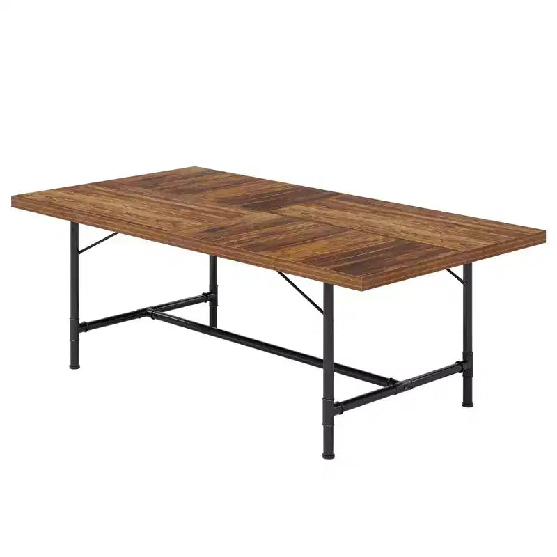 Lantine 70.9-inch Dining Table for 6-8 People, Rectangle Wood Kitchen Table with Tube Metal Frame for Dining Room, Living Room