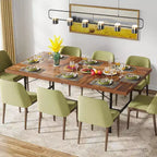 Table à manger de 180 cm pour 6-8 personnes, table de cuisine rectangulaire en bois avec cadre métallique tubulaire pour salle à manger, salon