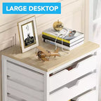 Commode de rangement à 5 tiroirs, meuble de rangement en bois avec roulettes