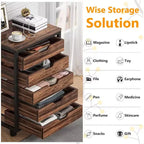Commode de rangement à 5 tiroirs, meuble de rangement en bois avec roulettes