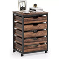 Commode de rangement à 5 tiroirs, meuble de rangement en bois avec roulettes