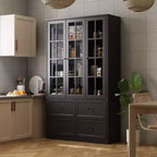Meuble de rangement avec portes vitrées 120 cm (47,2 po) – Étagère de rangement, buffet de cuisine en bois, noir