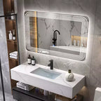 Miroir de salle de bain rectangulaire LED mural, interrupteur tactile, 3 couleurs dimmables, maquillage