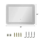 Miroir de salle de bain rectangulaire LED mural, interrupteur tactile, 3 couleurs dimmables, maquillage
