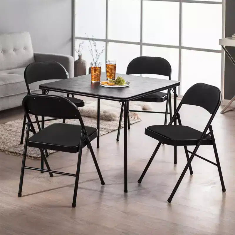 Lot de 6 chaises pliantes rembourrées en tissu, portables, pour salle à manger, noires