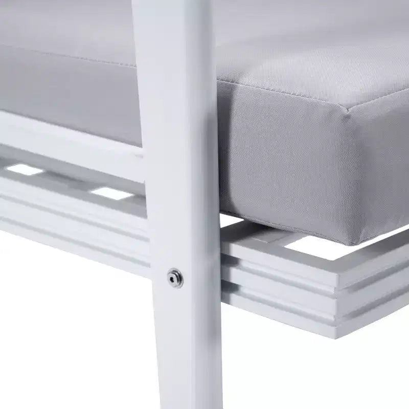 Fauteuils d'extérieur modernes - Lot de 2 chaises de patio en aluminium blanc antirouille avec accoudoirs larges et design résistant aux intempéries