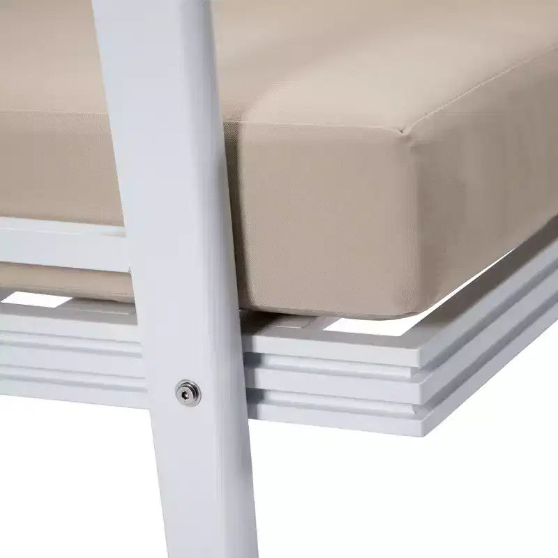 Fauteuils d'extérieur modernes - Lot de 2 chaises de patio en aluminium blanc antirouille avec accoudoirs larges et design résistant aux intempéries