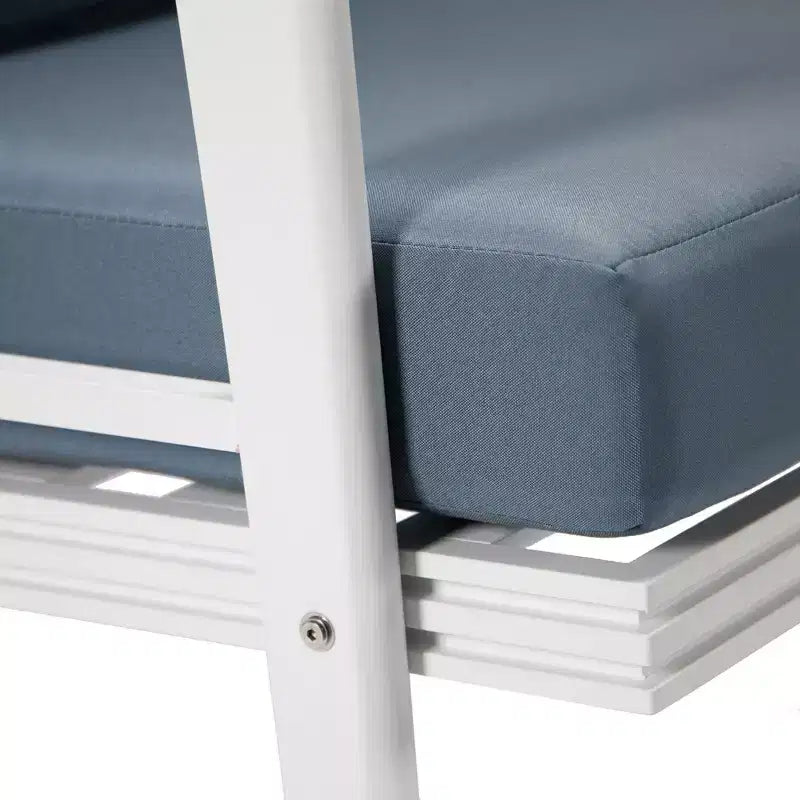 Fauteuils d'extérieur modernes - Lot de 2 chaises de patio en aluminium blanc antirouille avec accoudoirs larges et design résistant aux intempéries