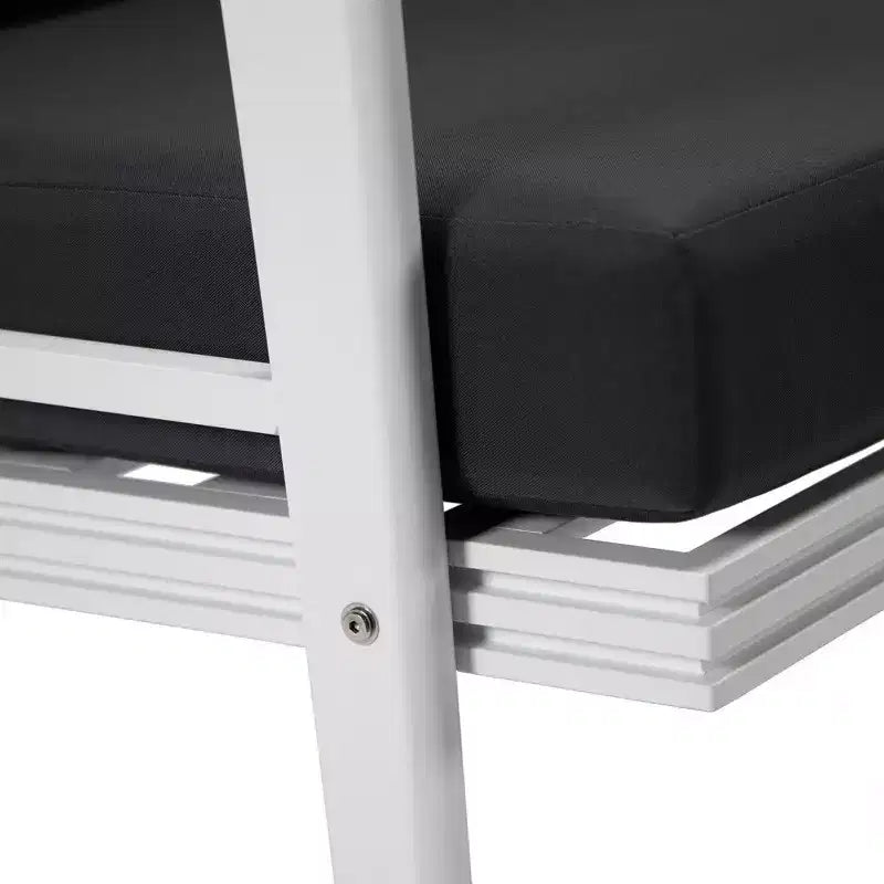 Fauteuils d'extérieur modernes - Lot de 2 chaises de patio en aluminium blanc antirouille avec accoudoirs larges et design résistant aux intempéries