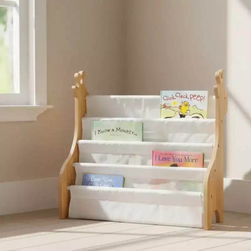 Étagère de rangement 4 niveaux pour livres d'enfants