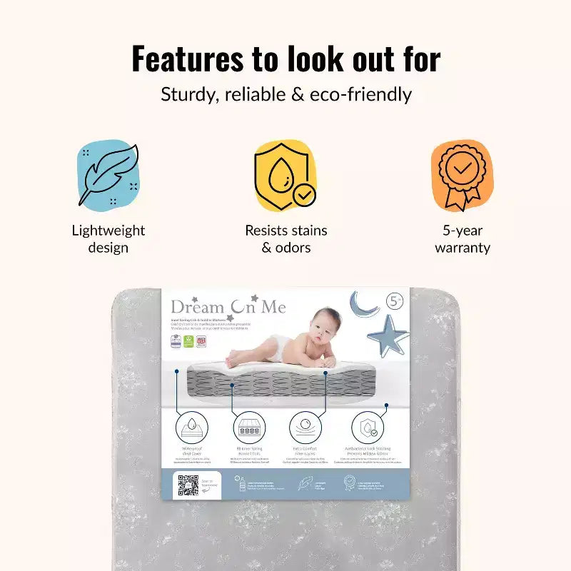 5 matelas standard pour lit de bébé et lit d'enfant
