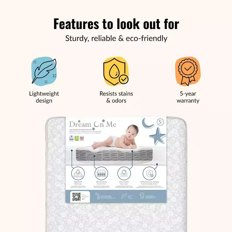 5 matelas standard pour lit de bébé et lit d'enfant
