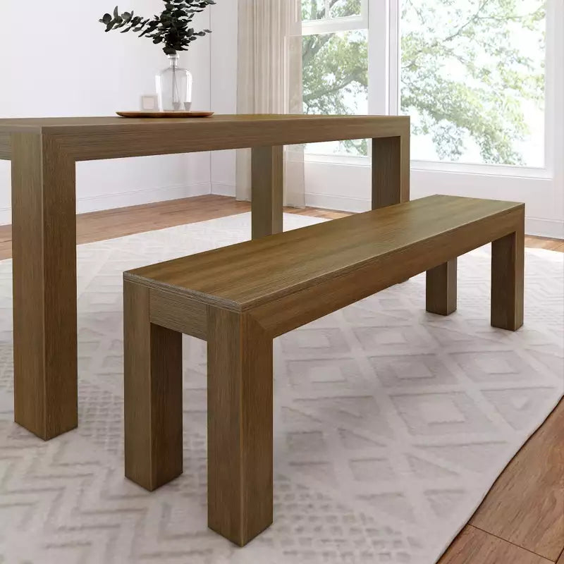 Banc de salle à manger moderne, banc en bois massif pour table à manger, 60, brossé pécano